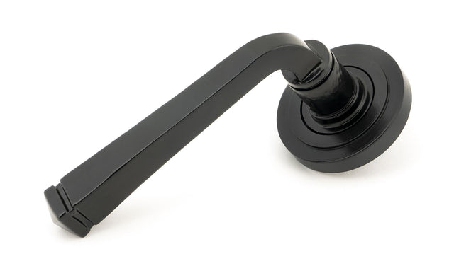 From The Anvil - Black Avon Round Lever on Rose Set (Art Deco) - Unsprung | Sku. 49958 | Trade Door Handles.
