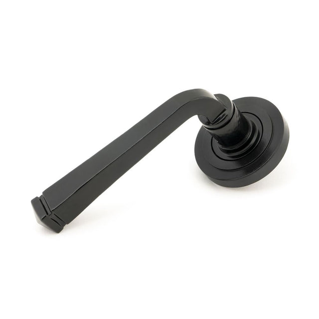 From The Anvil - Black Avon Round Lever on Rose Set (Art Deco) - Unsprung | Sku. 49958 | Trade Door Handles.
