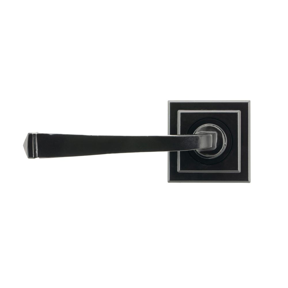 From The Anvil - Black Avon Round Lever on Rose Set (Square) - Unsprung | Sku. 49960 | Trade Door Handles.