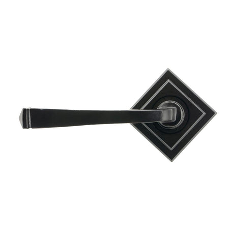 From The Anvil - Black Avon Round Lever on Rose Set (Square) - Unsprung | Sku. 49960 | Trade Door Handles.