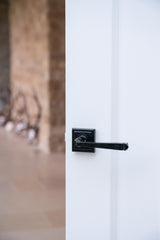 From The Anvil - Black Avon Round Lever on Rose Set (Square) - Unsprung | Sku. 49960 | Trade Door Handles.