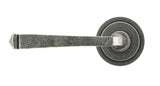 From The Anvil - Pewter Avon Round Lever on Rose Set (Art Deco) - Unsprung | Sku. 49966 | Trade Door Handles.