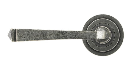 From The Anvil - Pewter Avon Round Lever on Rose Set (Art Deco) - Unsprung | Sku. 49966 | Trade Door Handles.