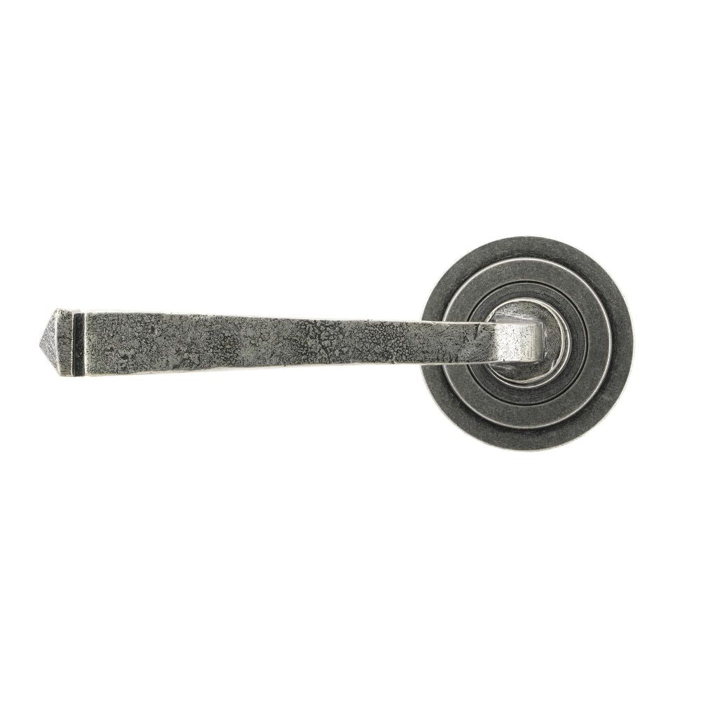 From The Anvil - Pewter Avon Round Lever on Rose Set (Art Deco) - Unsprung | Sku. 49966 | Trade Door Handles.