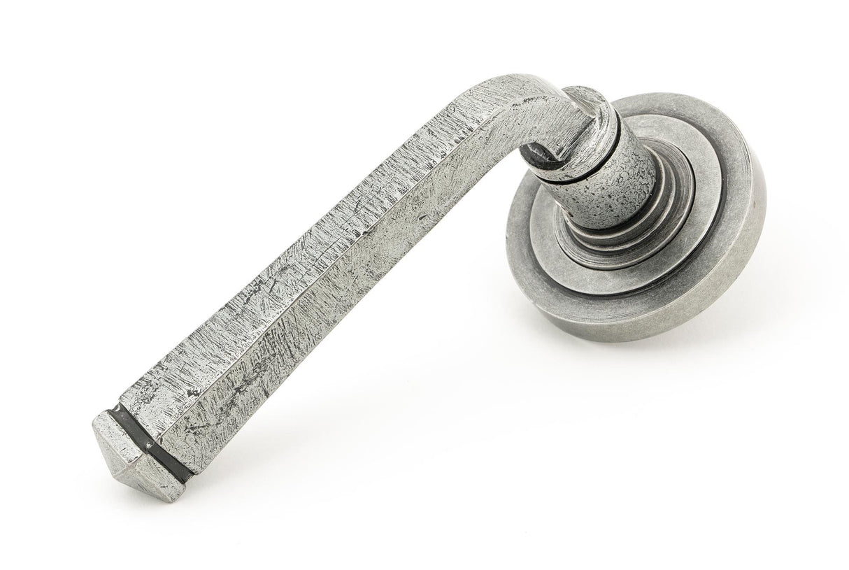 From The Anvil - Pewter Avon Round Lever on Rose Set (Art Deco) - Unsprung | Sku. 49966 | Trade Door Handles.