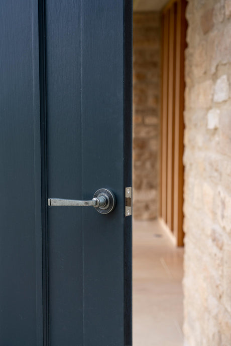 From The Anvil - Pewter Avon Round Lever on Rose Set (Beehive) - Unsprung | Sku. 49967 | Trade Door Handles.