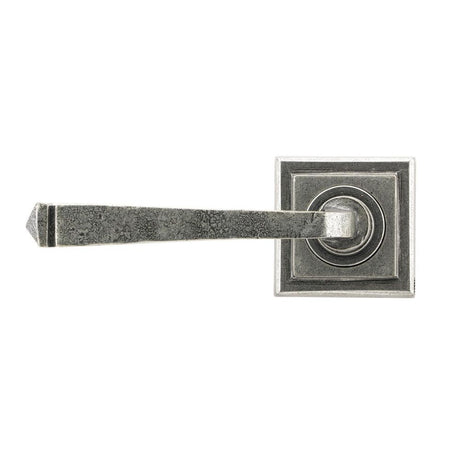 From The Anvil - Pewter Avon Round Lever on Rose Set (Square) - Unsprung | Sku. 49968 | Trade Door Handles.