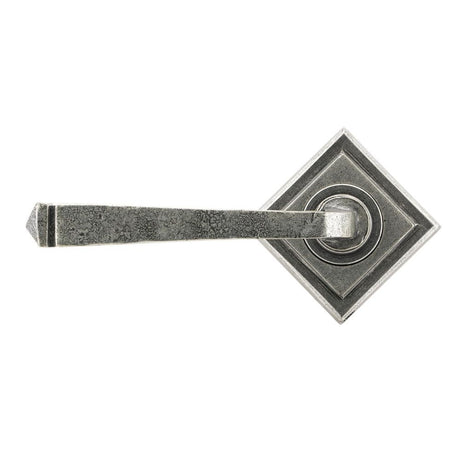 From The Anvil - Pewter Avon Round Lever on Rose Set (Square) - Unsprung | Sku. 49968 | Trade Door Handles.