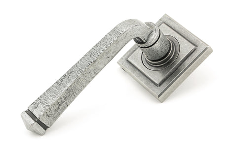 From The Anvil - Pewter Avon Round Lever on Rose Set (Square) - Unsprung | Sku. 49968 | Trade Door Handles.