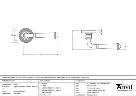 From The Anvil - External Beeswax Regency Lever on Rose Set (Beehive) - Unsprung | Sku. 49975 | Trade Door Handles.
