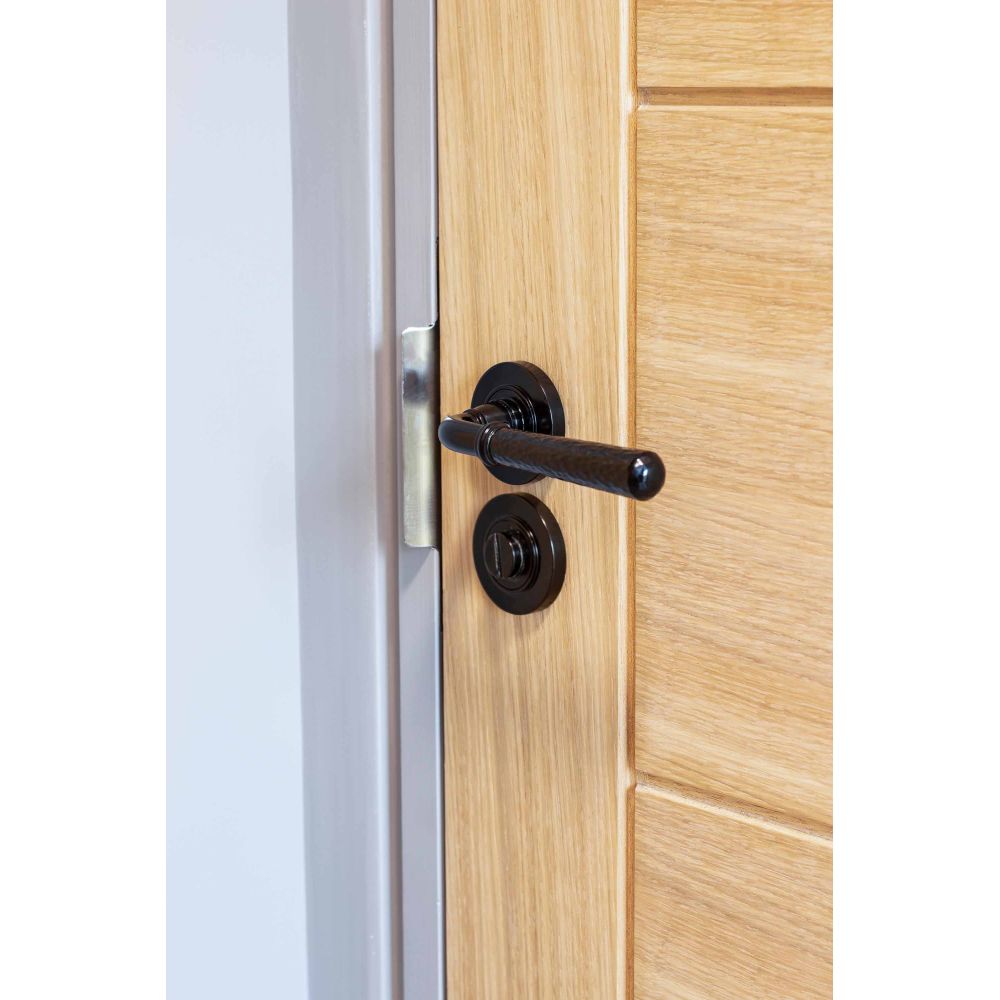 From The Anvil - Black Hammered Newbury Lever on Rose Set (Plain) - Unsprung | Sku. 49981 | Trade Door Handles.