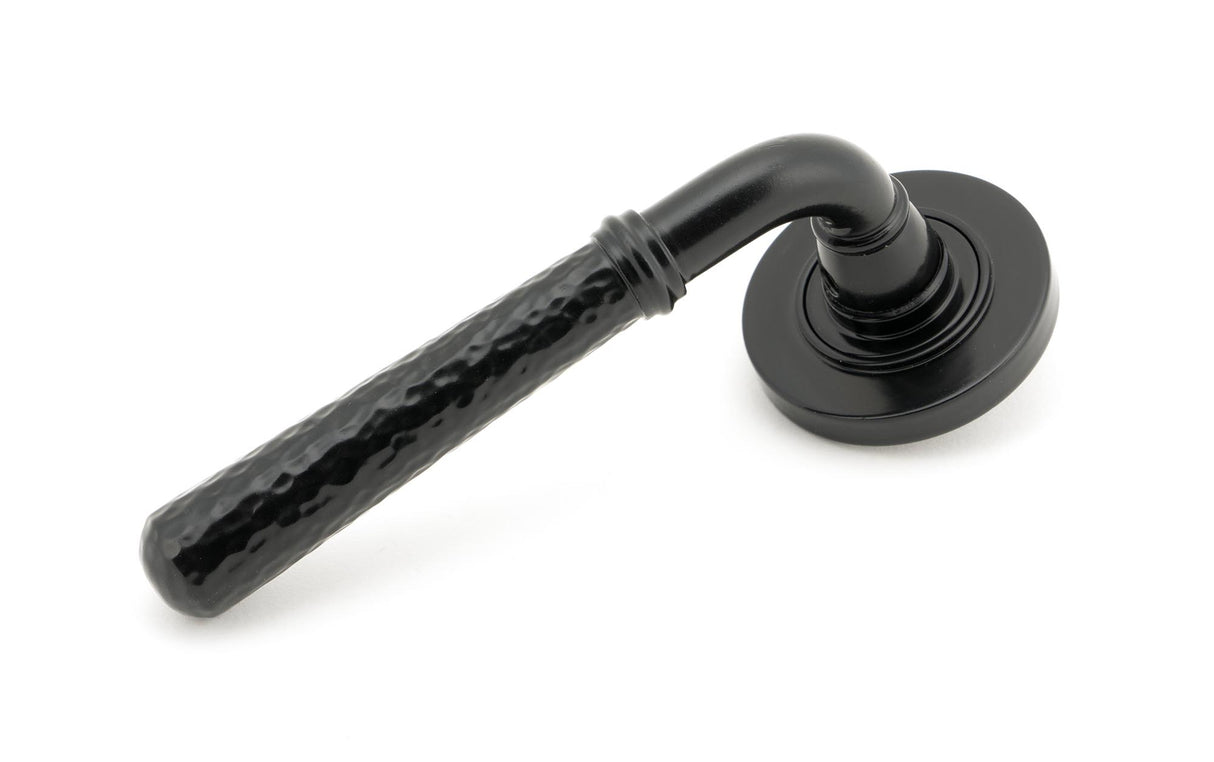 From The Anvil - Black Hammered Newbury Lever on Rose Set (Plain) - Unsprung | Sku. 49981 | Trade Door Handles.
