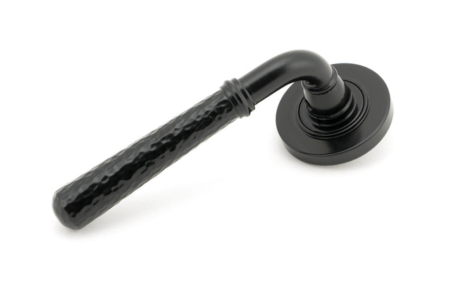 From The Anvil - Black Hammered Newbury Lever on Rose Set (Plain) - Unsprung | Sku. 49981 | Trade Door Handles.