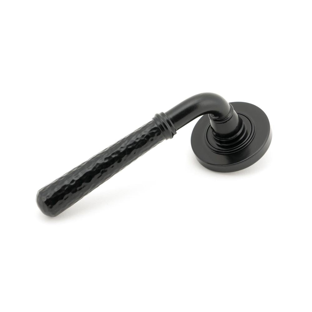 From The Anvil - Black Hammered Newbury Lever on Rose Set (Plain) - Unsprung | Sku. 49981 | Trade Door Handles.