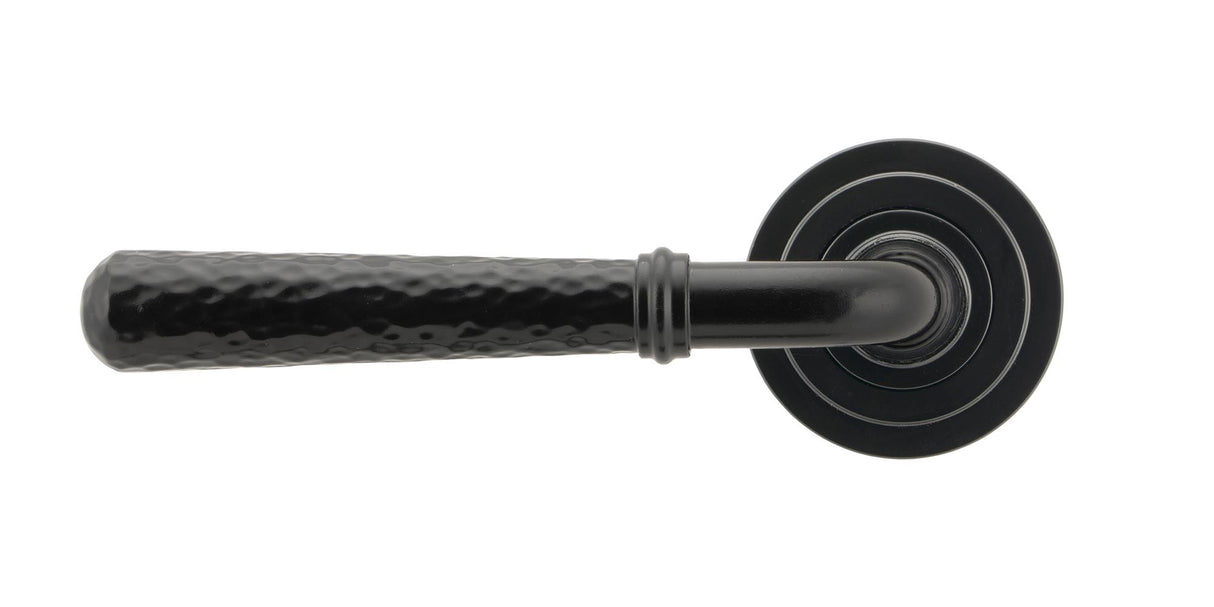 From The Anvil - Black Hammered Newbury Lever on Rose Set (Art Deco) - Unsprung | Sku. 49982 | Trade Door Handles.