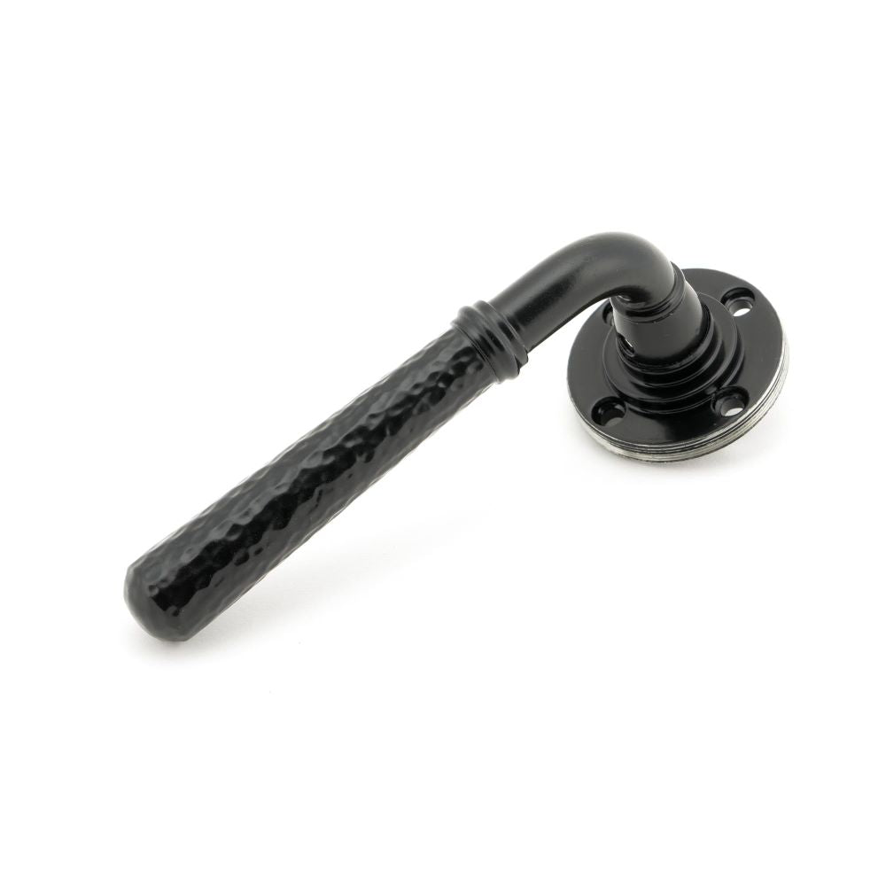 From The Anvil - Black Hammered Newbury Lever on Rose Set (Art Deco) - Unsprung | Sku. 49982 | Trade Door Handles.