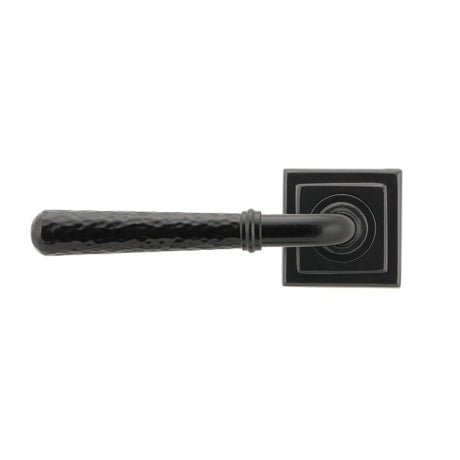 From The Anvil - Black Hammered Newbury Lever on Rose Set (Square) - Unsprung | Sku. 49984 | Trade Door Handles.