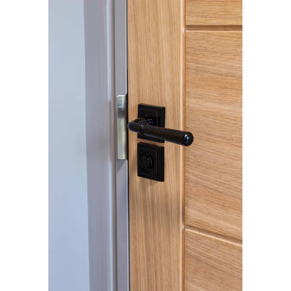 From The Anvil - Black Hammered Newbury Lever on Rose Set (Square) - Unsprung | Sku. 49984 | Trade Door Handles.