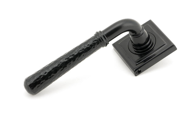From The Anvil - Black Hammered Newbury Lever on Rose Set (Square) - Unsprung | Sku. 49984 | Trade Door Handles.