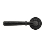 From The Anvil - Matt Black Hammered Newbury Lever on Rose Set (Plain) - Unsprung | Sku. 49985 | Trade Door Handles.