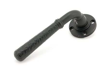 From The Anvil - Matt Black Hammered Newbury Lever on Rose Set (Art Deco) - Unsprung | Sku. 49986 | Trade Door Handles.