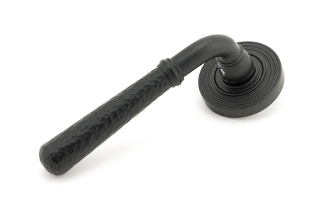 From The Anvil - Matt Black Hammered Newbury Lever on Rose Set (Beehive) - Unsprung | Sku. 49987 | Trade Door Handles.