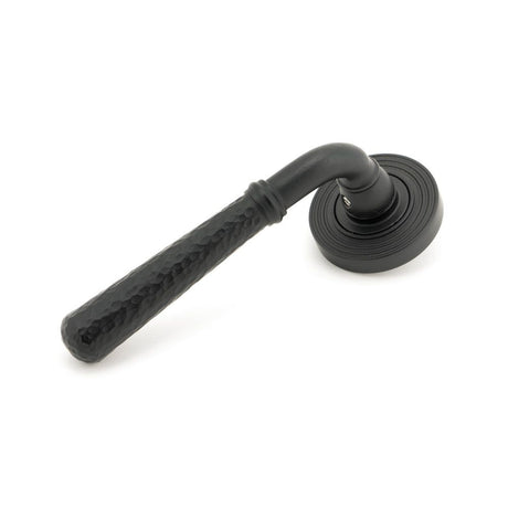 From The Anvil - Matt Black Hammered Newbury Lever on Rose Set (Beehive) - Unsprung | Sku. 49987 | Trade Door Handles.