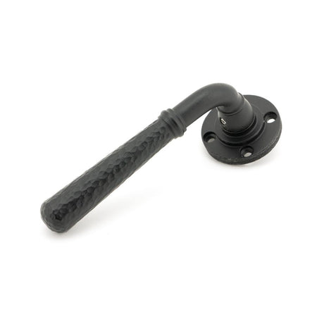 From The Anvil - Matt Black Hammered Newbury Lever on Rose Set (Square) - Unsprung | Sku. 49988 | Trade Door Handles.