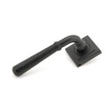 From The Anvil - Matt Black Hammered Newbury Lever on Rose Set (Square) - Unsprung | Sku. 49988 | Trade Door Handles.