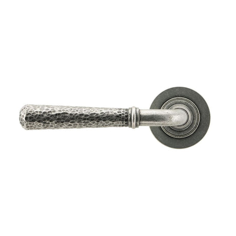 From The Anvil - Pewter Hammered Newbury Lever on Rose Set (Plain) - Unsprung | Sku. 49989 | Trade Door Handles.