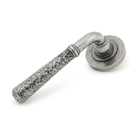 From The Anvil - Pewter Hammered Newbury Lever on Rose Set (Plain) - Unsprung | Sku. 49989 | Trade Door Handles.