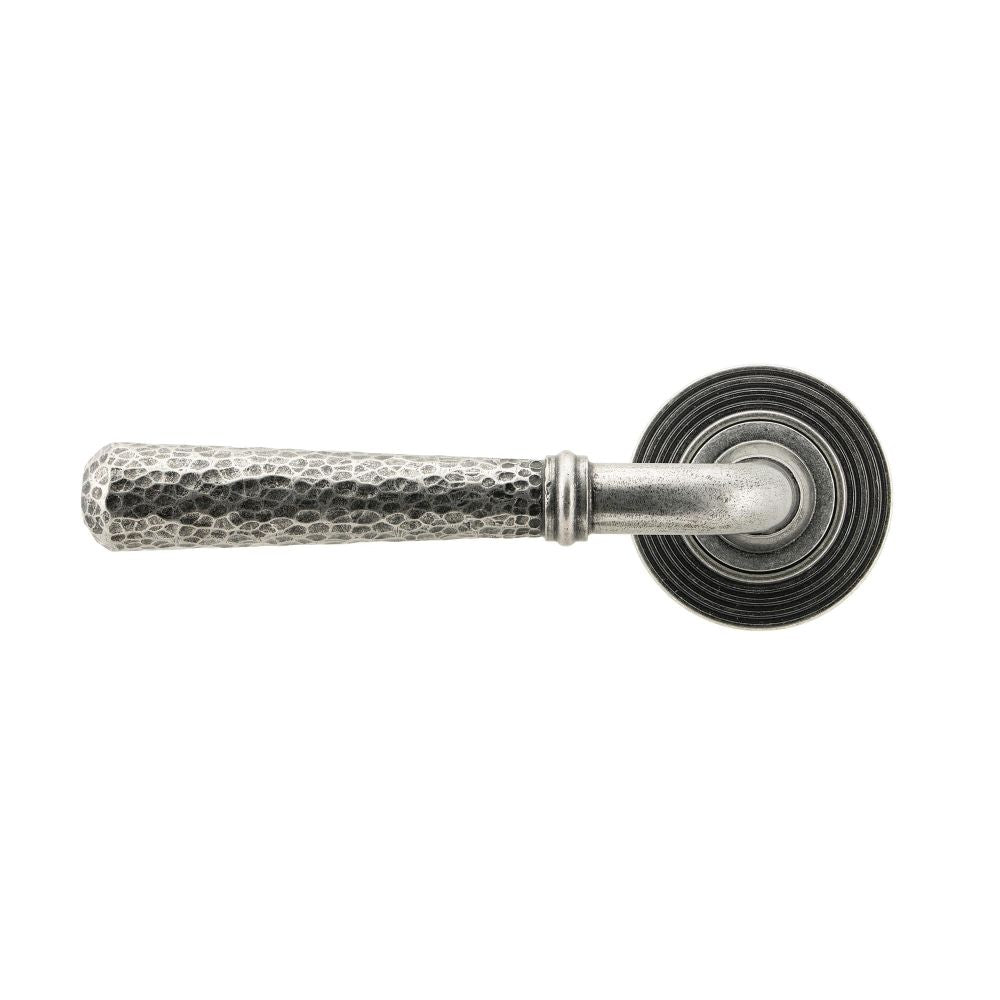 From The Anvil - Pewter Hammered Newbury Lever on Rose Set (Beehive) - Unsprung | Sku. 49991 | Trade Door Handles.