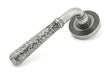 From The Anvil - Pewter Hammered Newbury Lever on Rose Set (Beehive) - Unsprung | Sku. 49991 | Trade Door Handles.