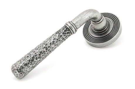 From The Anvil - Pewter Hammered Newbury Lever on Rose Set (Beehive) - Unsprung | Sku. 49991 | Trade Door Handles.