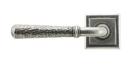 From The Anvil - Pewter Hammered Newbury Lever on Rose Set (Square) - Unsprung | Sku. 49992 | Trade Door Handles.
