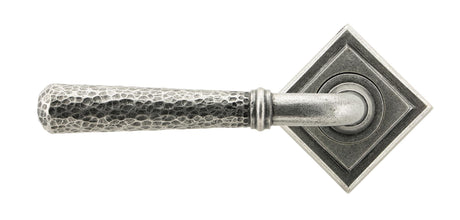 From The Anvil - Pewter Hammered Newbury Lever on Rose Set (Square) - Unsprung | Sku. 49992 | Trade Door Handles.