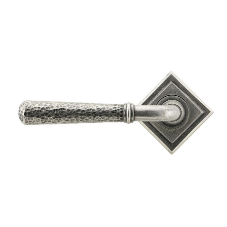 From The Anvil - Pewter Hammered Newbury Lever on Rose Set (Square) - Unsprung | Sku. 49992 | Trade Door Handles.
