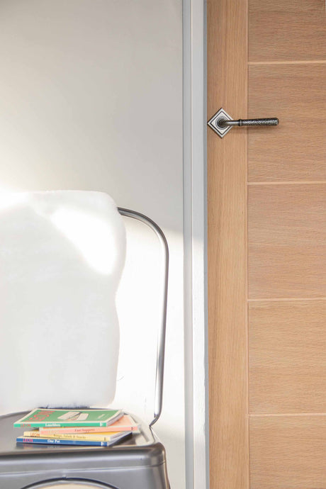 From The Anvil - Pewter Hammered Newbury Lever on Rose Set (Square) - Unsprung | Sku. 49992 | Trade Door Handles.