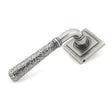 From The Anvil - Pewter Hammered Newbury Lever on Rose Set (Square) - Unsprung | Sku. 49992 | Trade Door Handles.