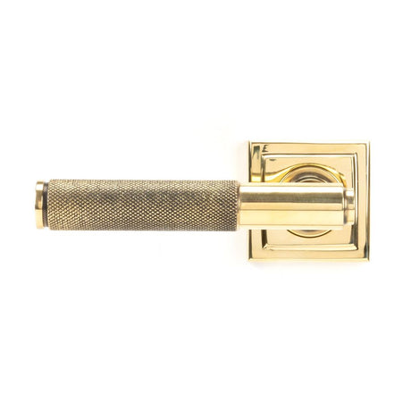 From The Anvil - Aged Brass Brompton Lever on Rose Set (Square) - Unsprung | Sku. 49996 | Trade Door Handles.