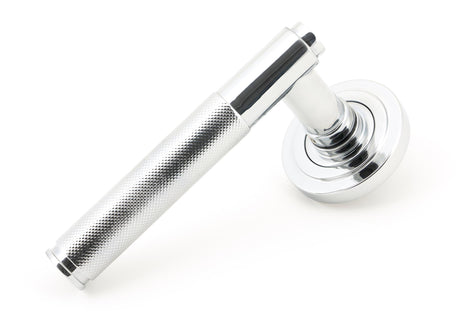 From The Anvil - Polished Chrome Brompton Lever on Rose Set (Art Deco) - Unsprung | Sku. 49998 | Trade Door Handles.