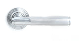 From The Anvil - Polished Chrome Brompton Lever on Rose Set (Beehive) - Unsprung | Sku. 49999 | Trade Door Handles.
