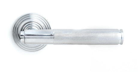 From The Anvil - Polished Chrome Brompton Lever on Rose Set (Beehive) - Unsprung | Sku. 49999 | Trade Door Handles.