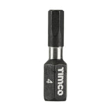 This is an image of Timco - Impact Driver Bits - Hex 4.0 x 25 (10 Pieces Handy Bit Pack) 4HX25X6