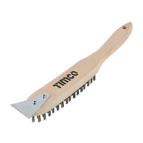 This is an image of Timco - Scratch Brush with Scraper - Stainless Steel 4 Rowsmm (1 Each Unit) 4SSBHD