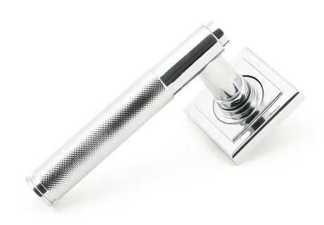From The Anvil - Polished Chrome Brompton Lever on Rose Set (Square) - Unsprung | Sku. 50000 | Trade Door Handles.