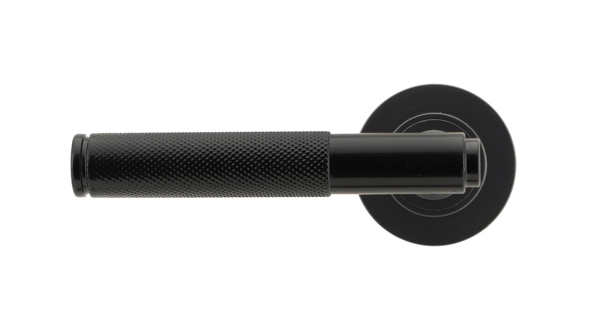 From The Anvil - Black Brompton Lever on Rose Set (Plain) - Unsprung | Sku. 50005 | Trade Door Handles.
