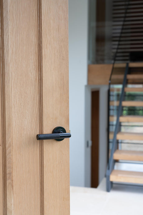 From The Anvil - Black Brompton Lever on Rose Set (Plain) - Unsprung | Sku. 50005 | Trade Door Handles.