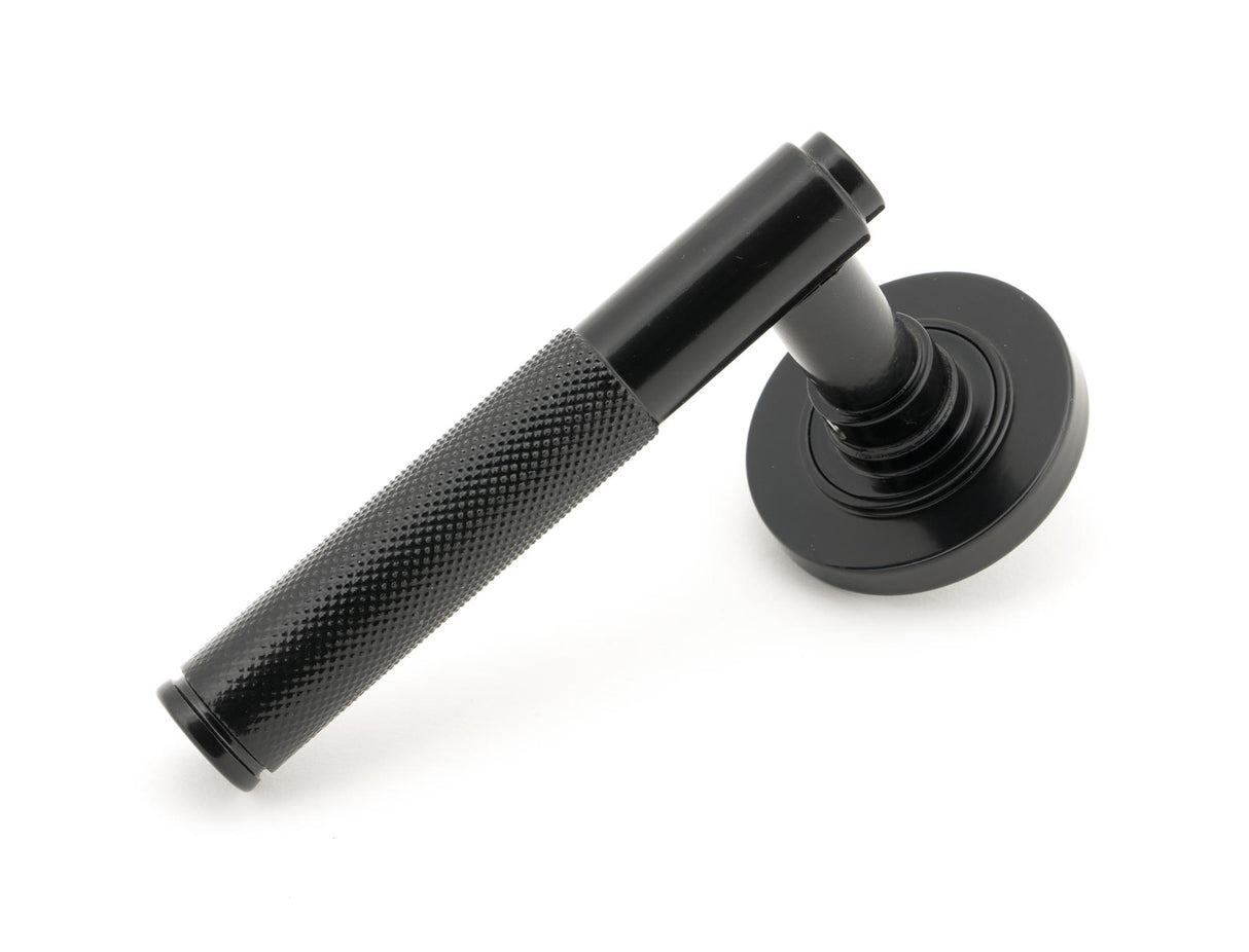 From The Anvil - Black Brompton Lever on Rose Set (Plain) - Unsprung | Sku. 50005 | Trade Door Handles.