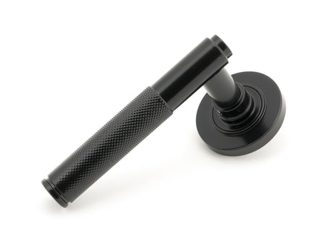 From The Anvil - Black Brompton Lever on Rose Set (Plain) - Unsprung | Sku. 50005 | Trade Door Handles.